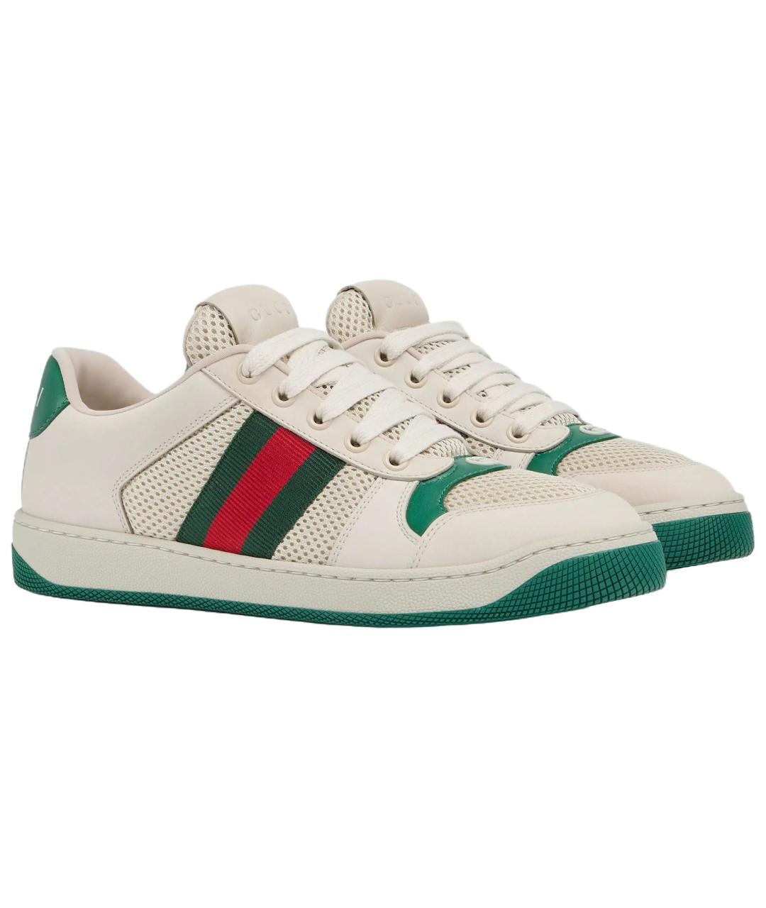 GUCCI Белые кожаные кроссовки, фото 3