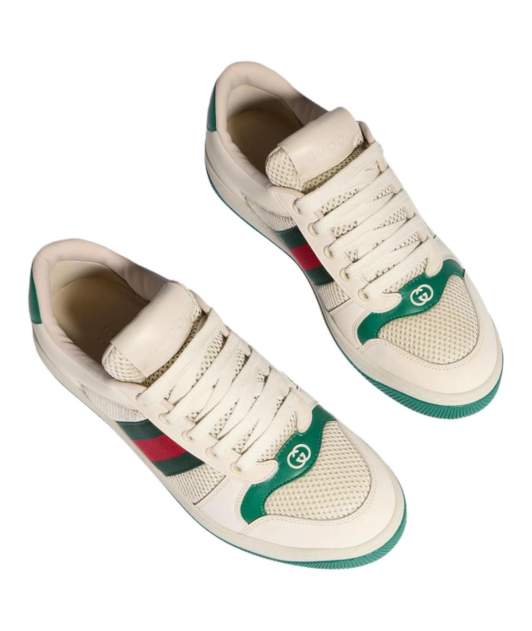 GUCCI Белые кожаные кроссовки, фото 4