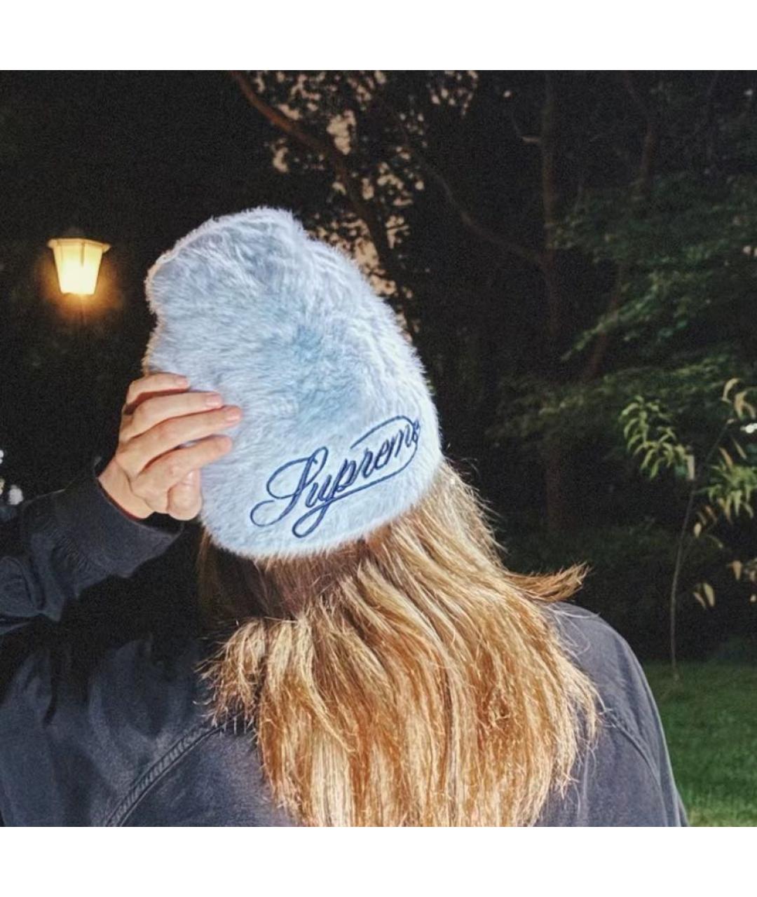 SUPREME Голубая шапка, фото 3