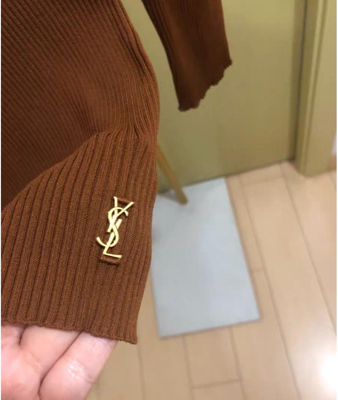 SAINT LAURENT Коричневая водолазка, фото 4