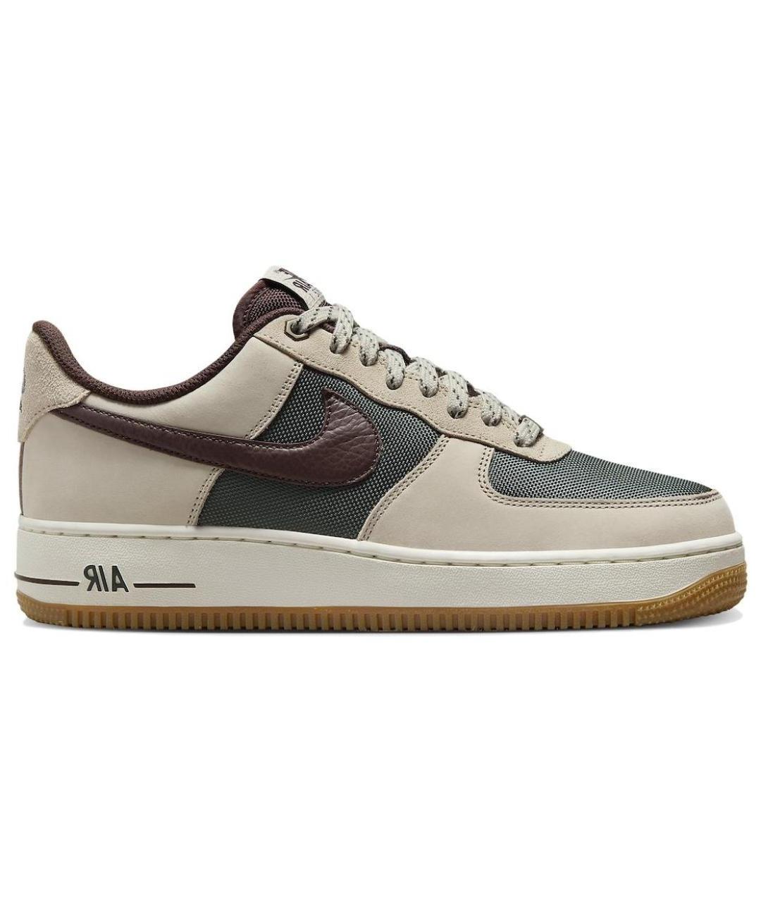 NIKE Бежевые кожаные низкие кроссовки / кеды, фото 1