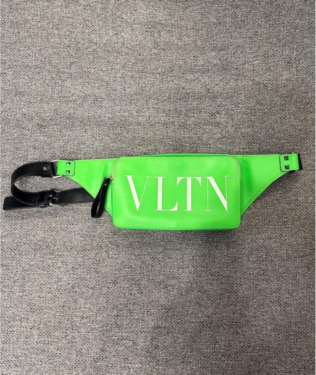 VALENTINO Салатовая кожаная поясная сумка, фото 2