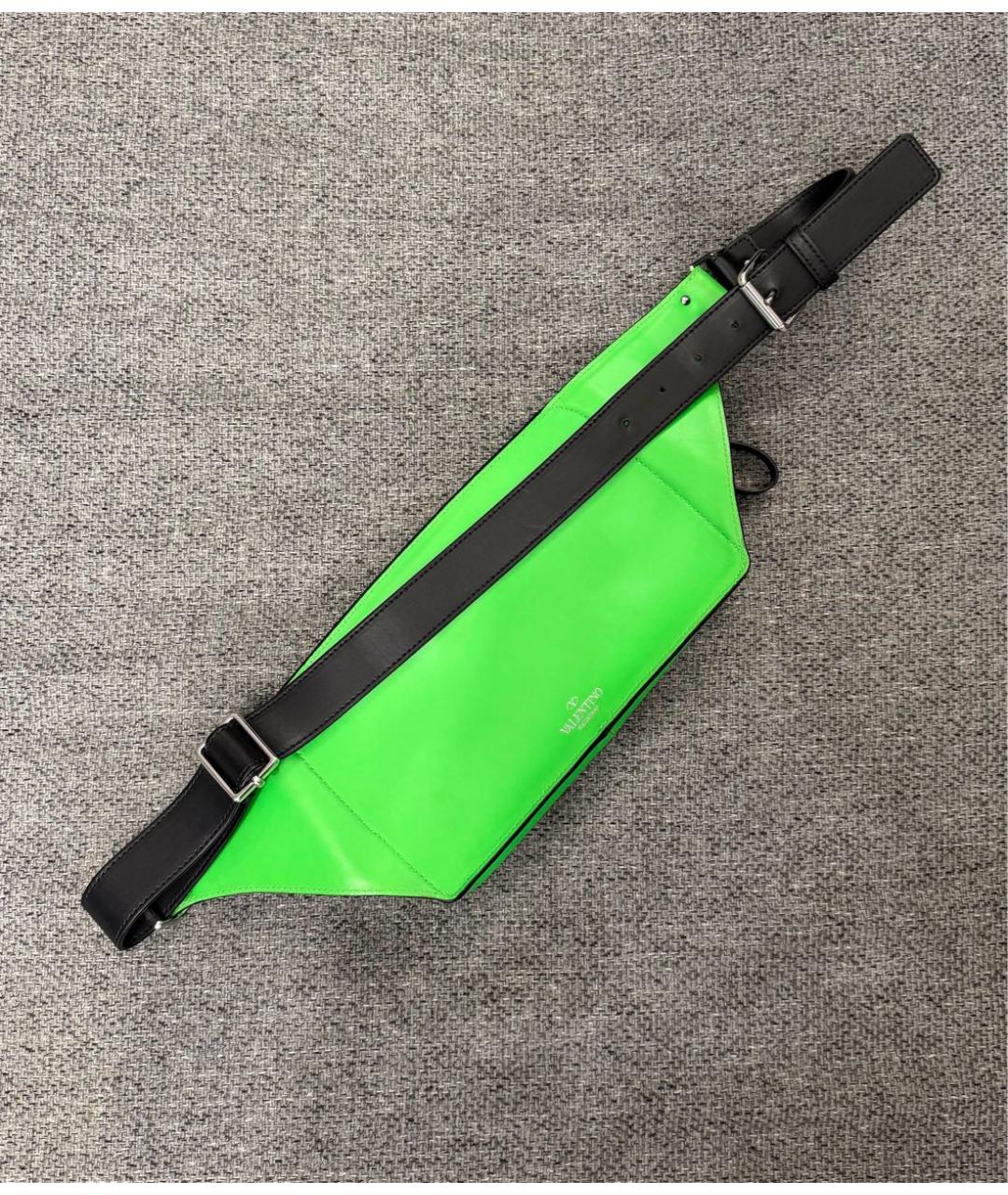 VALENTINO Салатовая кожаная поясная сумка, фото 3
