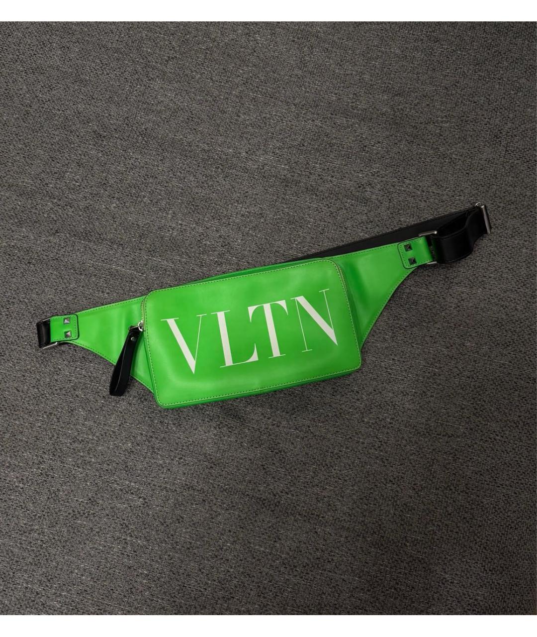VALENTINO Салатовая кожаная поясная сумка, фото 6