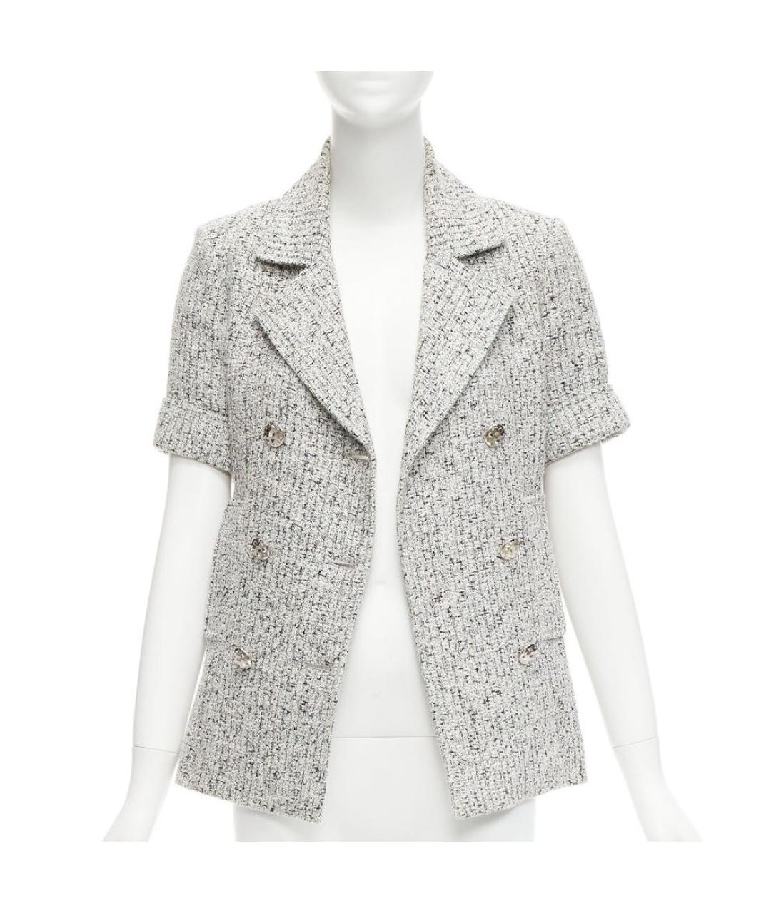 CHANEL Серый твидовый жакет/пиджак, фото 2