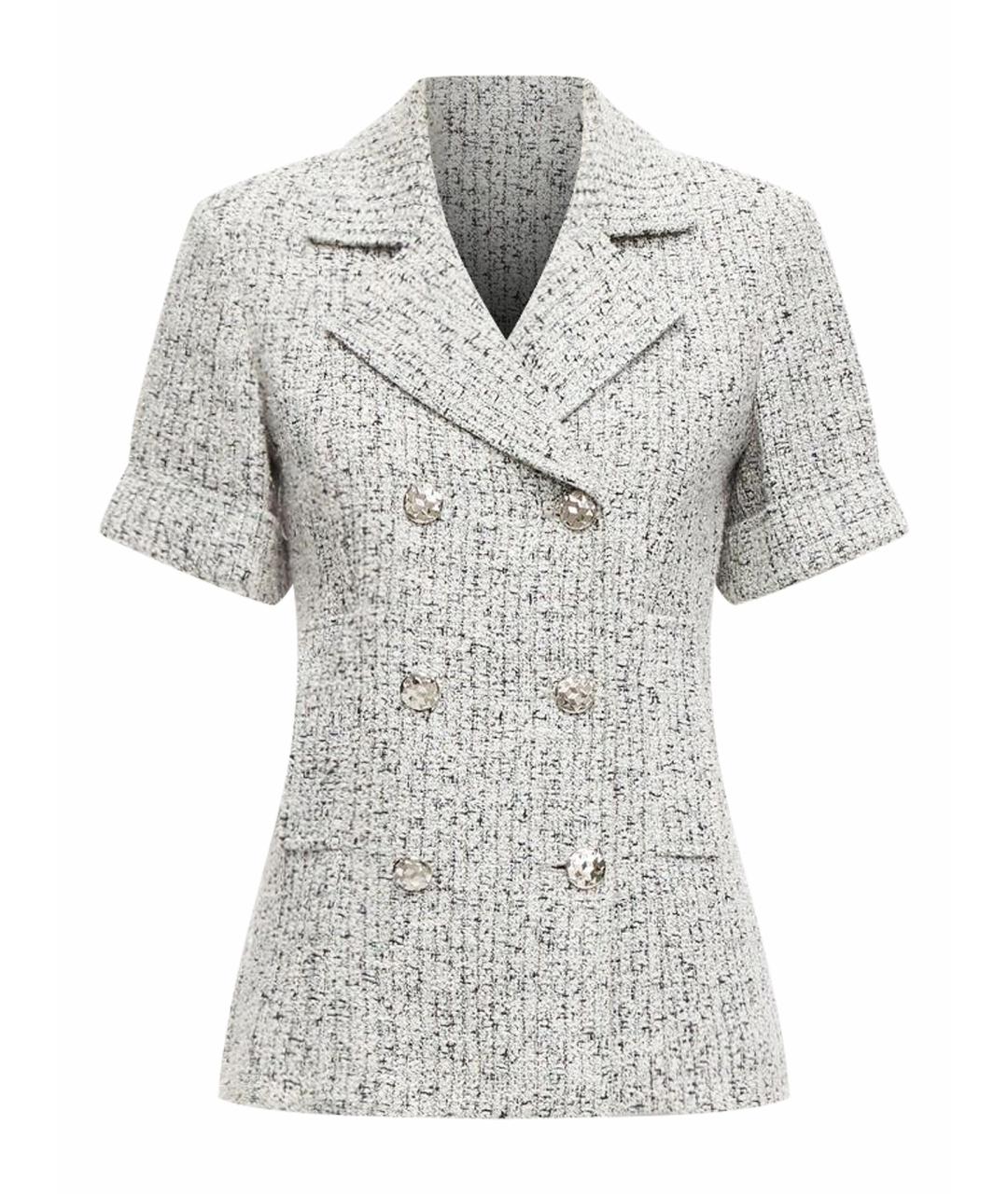 CHANEL Серый твидовый жакет/пиджак, фото 1