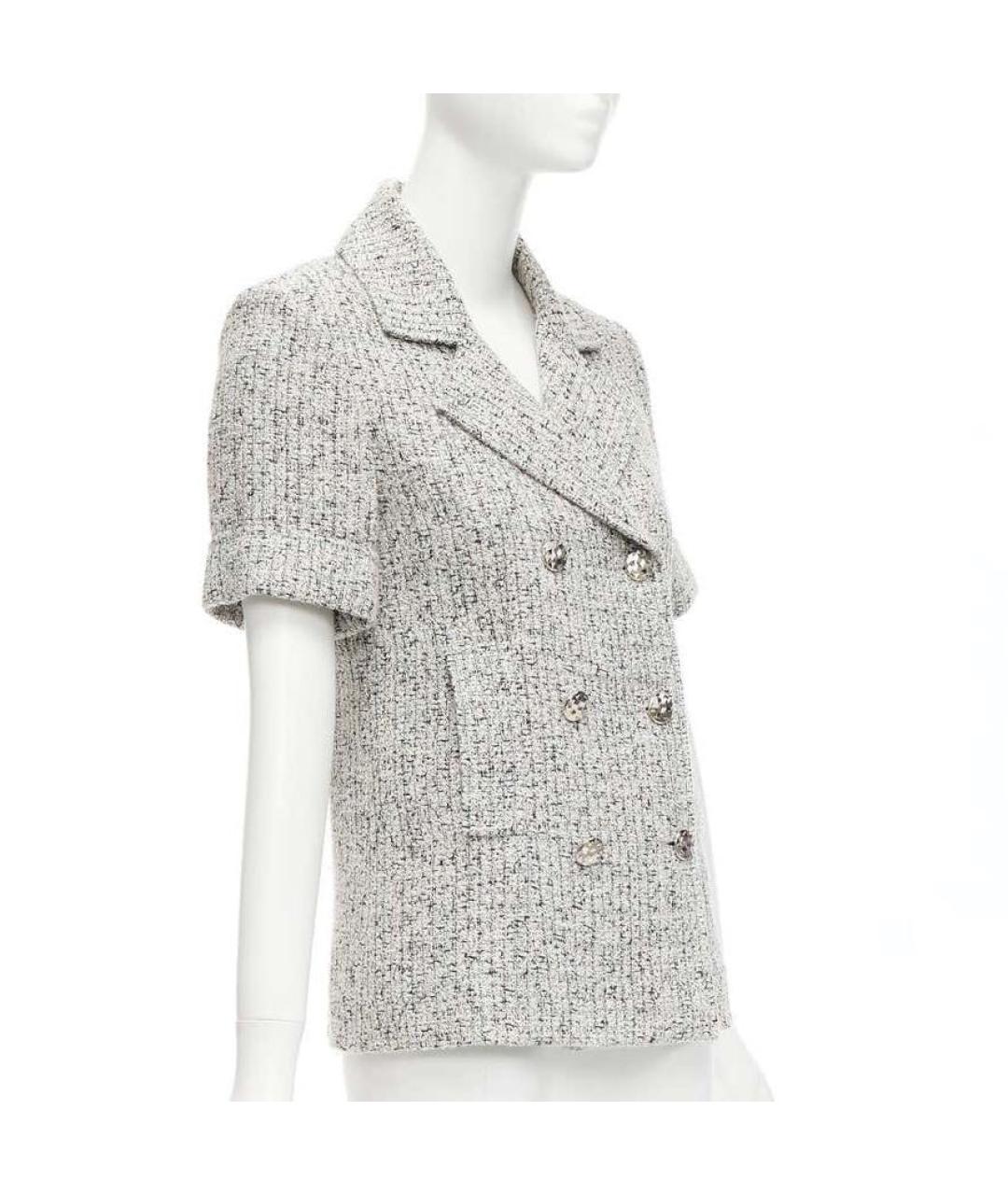 CHANEL Серый твидовый жакет/пиджак, фото 8