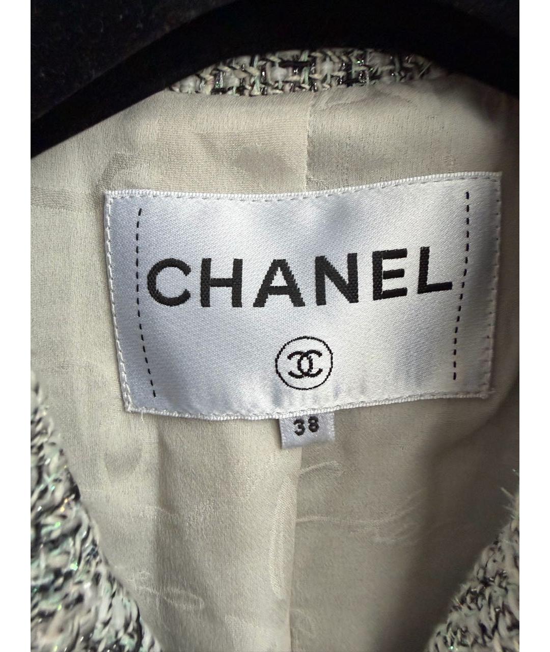 CHANEL Серый твидовый жакет/пиджак, фото 5