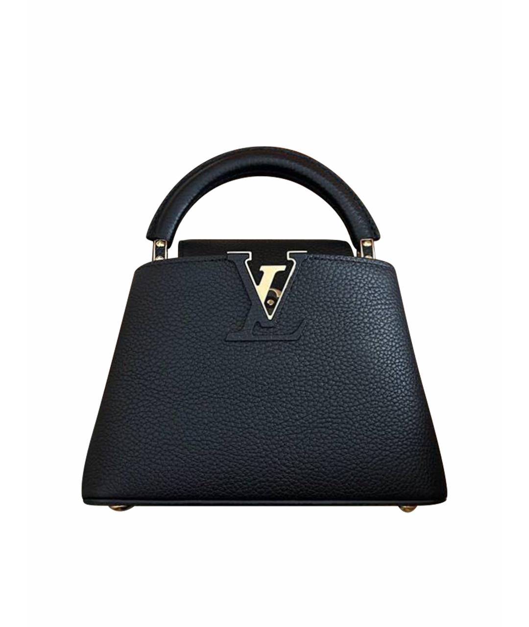 LOUIS VUITTON Черная кожаная сумка с короткими ручками, фото 1