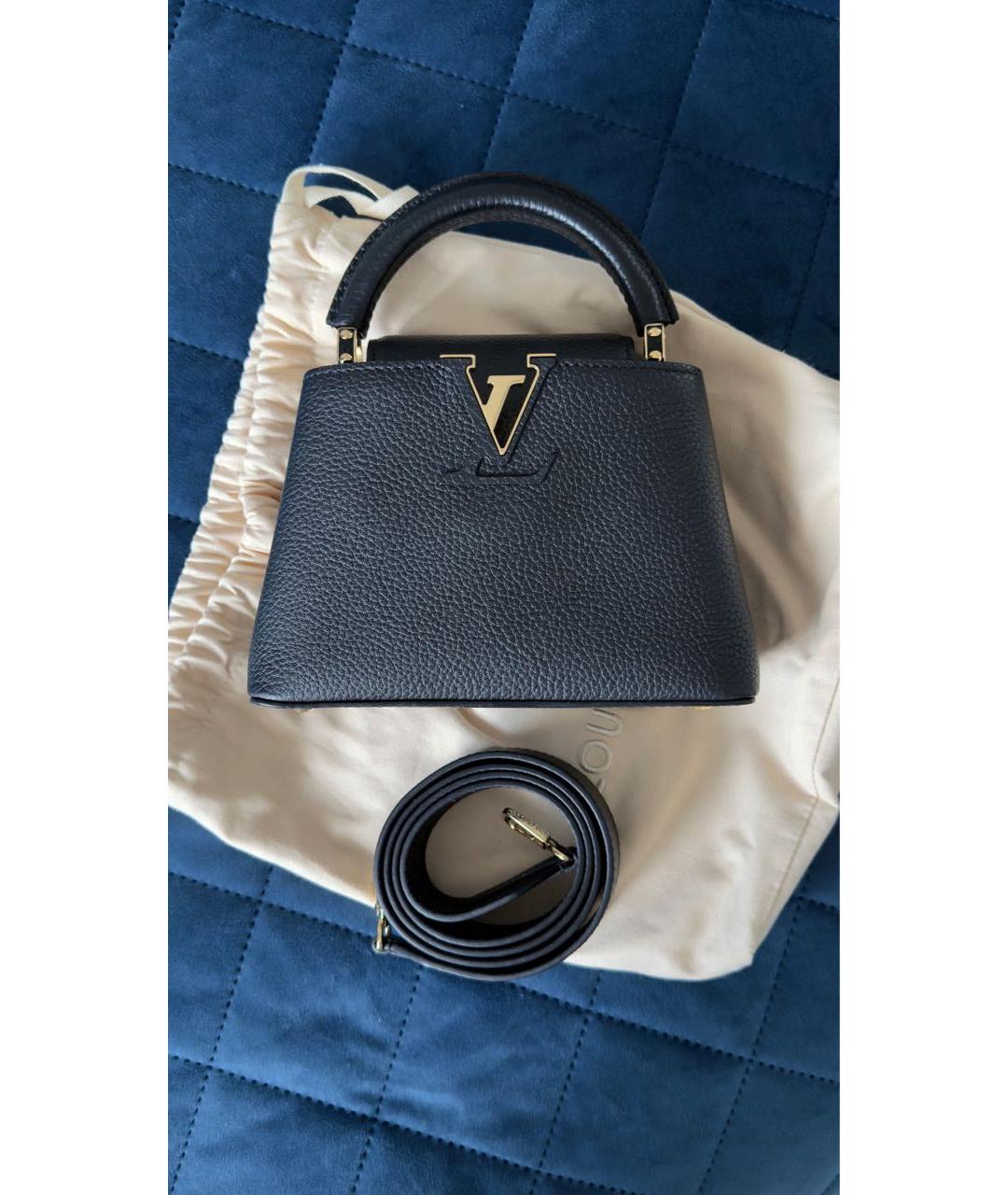 LOUIS VUITTON Черная кожаная сумка с короткими ручками, фото 2