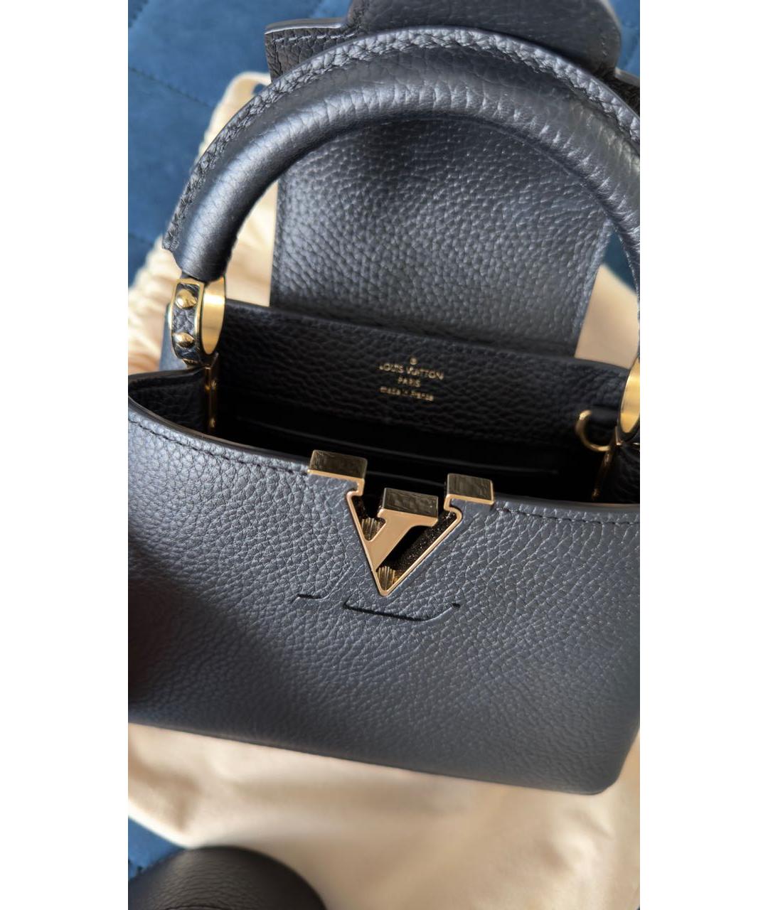 LOUIS VUITTON Черная кожаная сумка с короткими ручками, фото 4