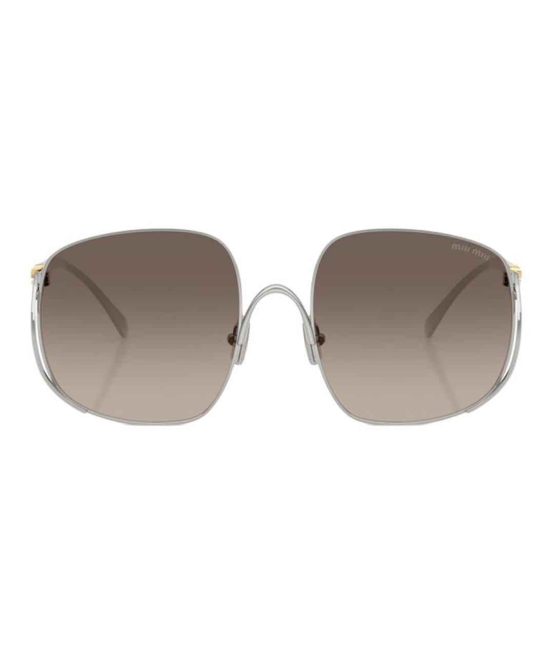 MIU MIU Серебряные металлические солнцезащитные очки, фото 2