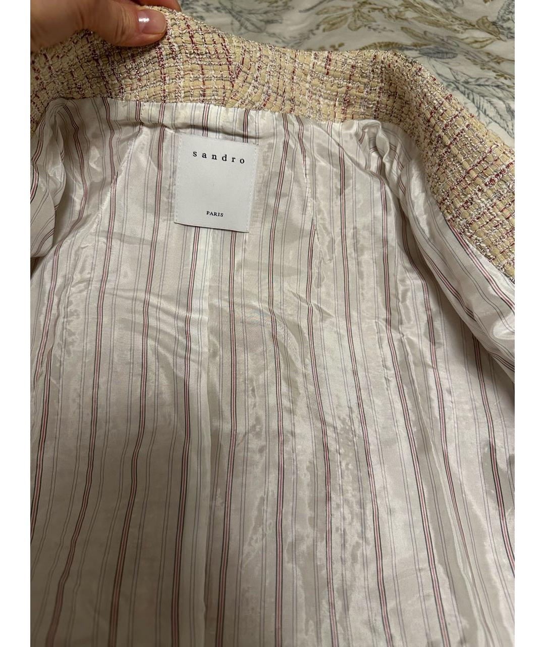 SANDRO Бежевый полиамидовый жакет/пиджак, фото 2