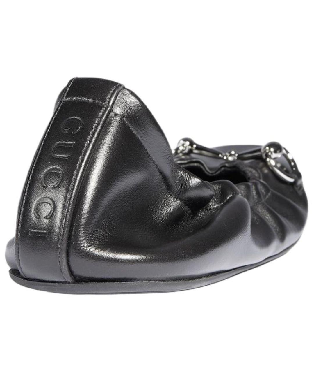 GUCCI Черные кожаные балетки, фото 4