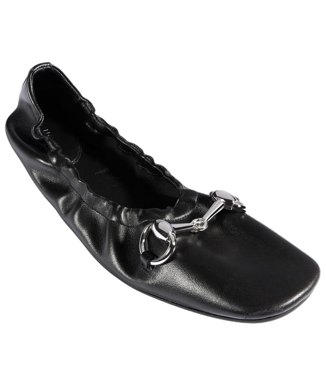 GUCCI Черные кожаные балетки, фото 3
