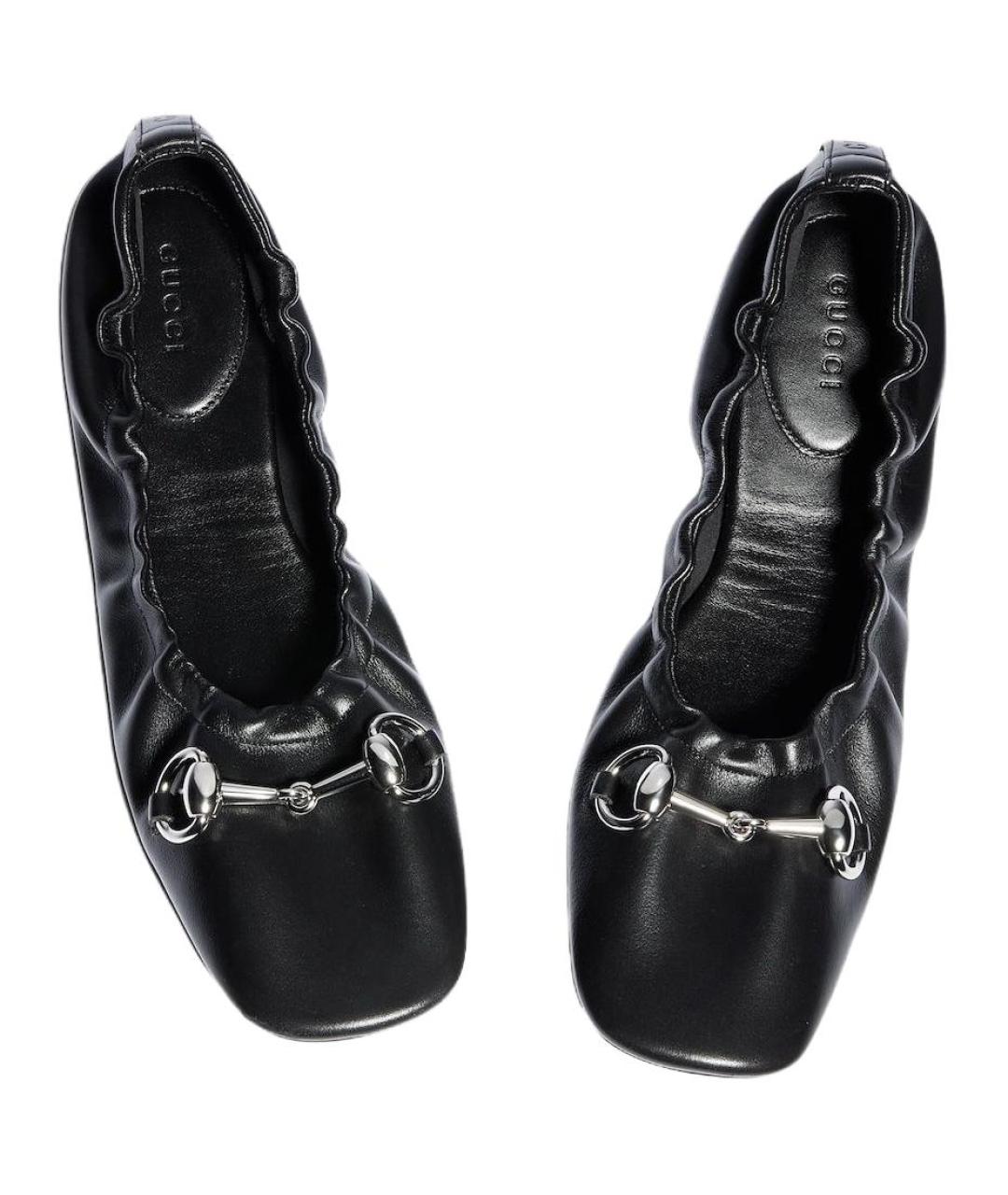 GUCCI Черные кожаные балетки, фото 5
