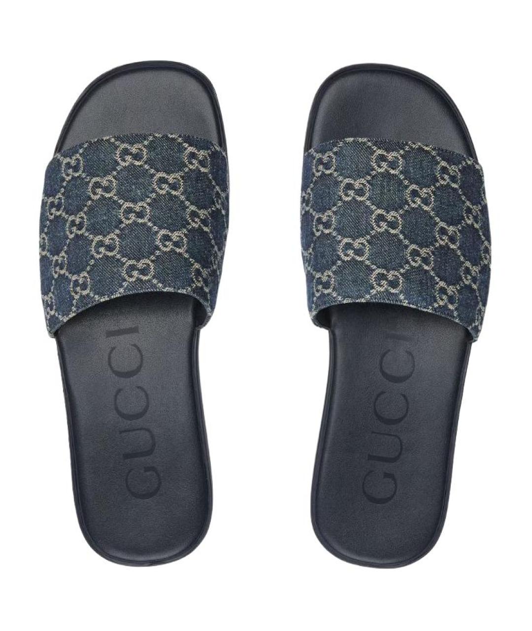GUCCI Темно-синие шлепанцы, фото 4