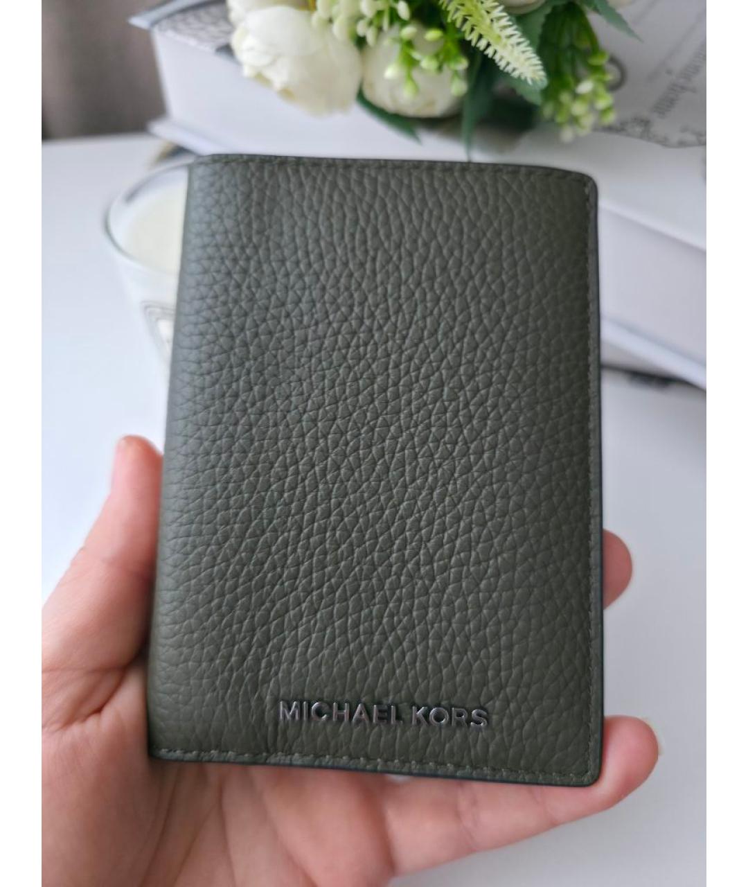 MICHAEL KORS Хаки кожаный кардхолдер, фото 5