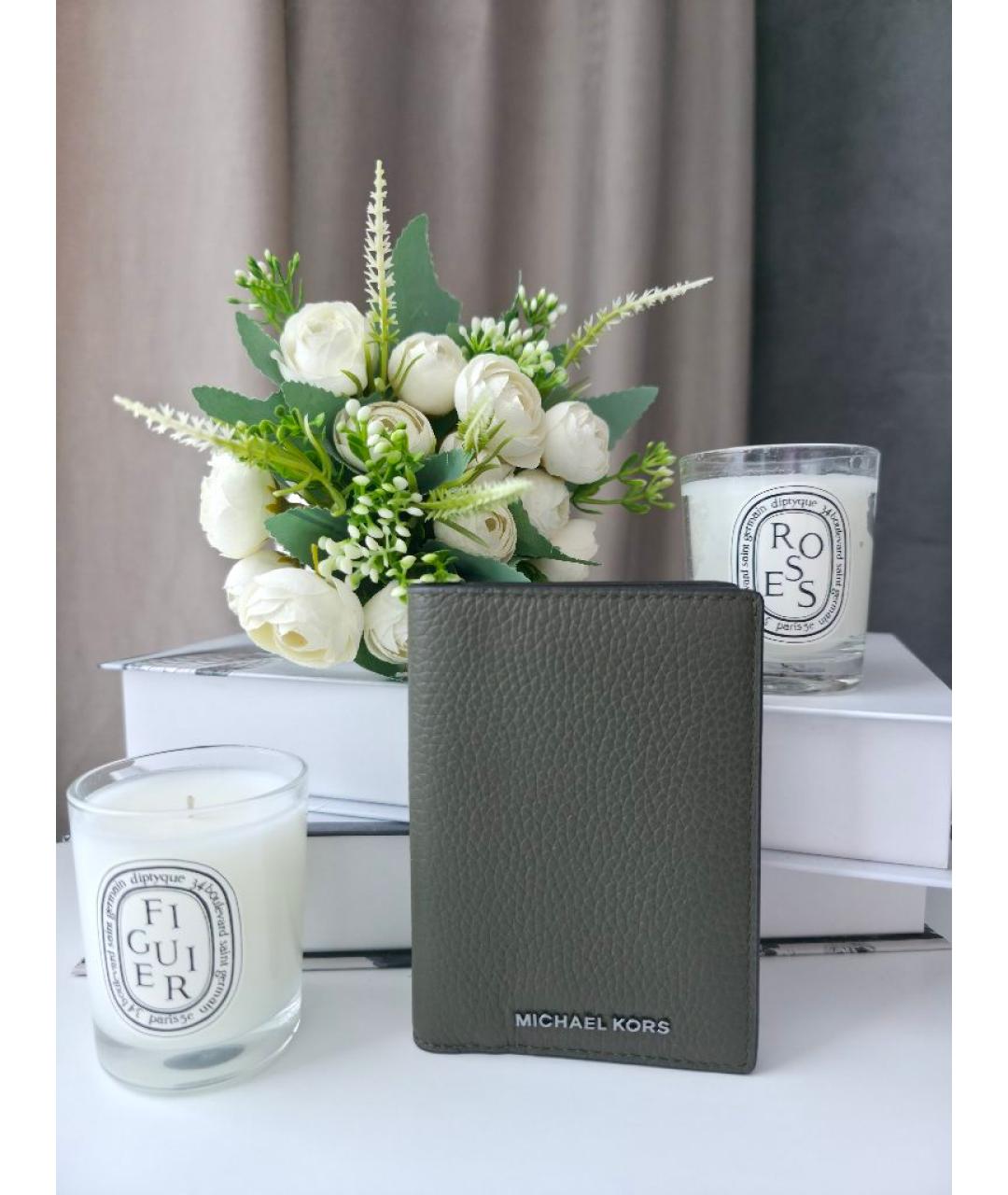 MICHAEL KORS Хаки кожаный кардхолдер, фото 4