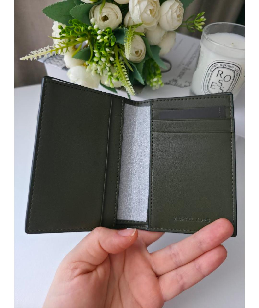 MICHAEL KORS Хаки кожаный кардхолдер, фото 6