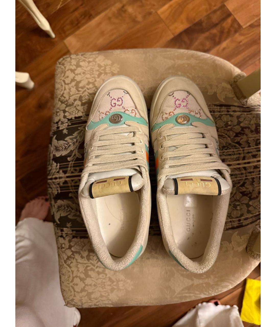 GUCCI Бежевые замшевые кроссовки, фото 3