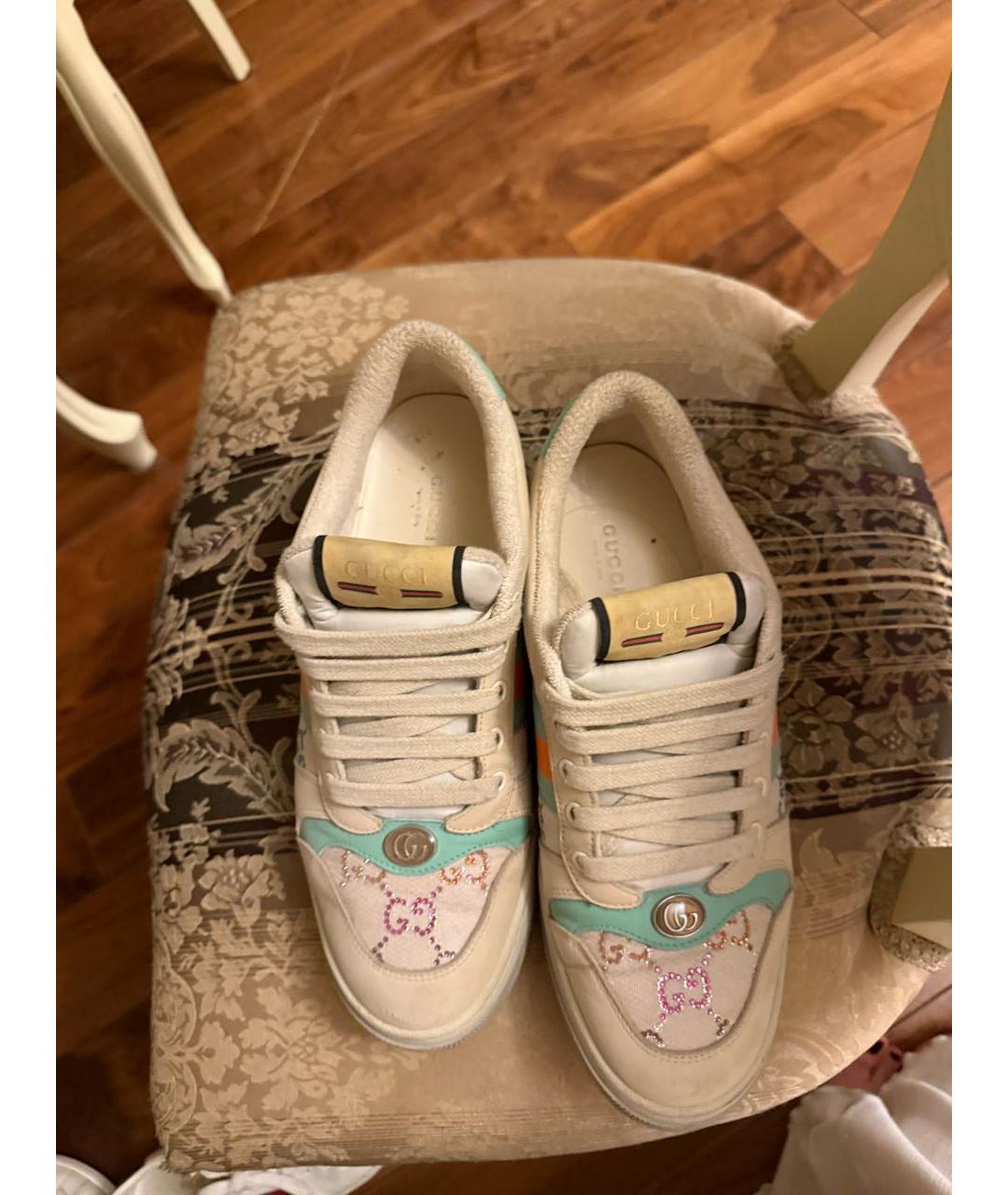 GUCCI Бежевые замшевые кроссовки, фото 2