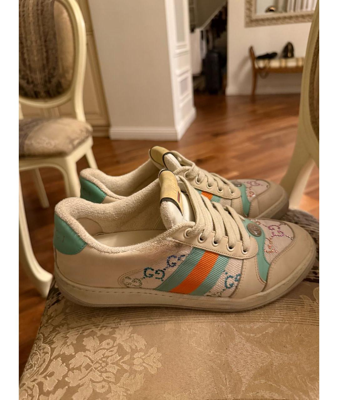 GUCCI Бежевые замшевые кроссовки, фото 5