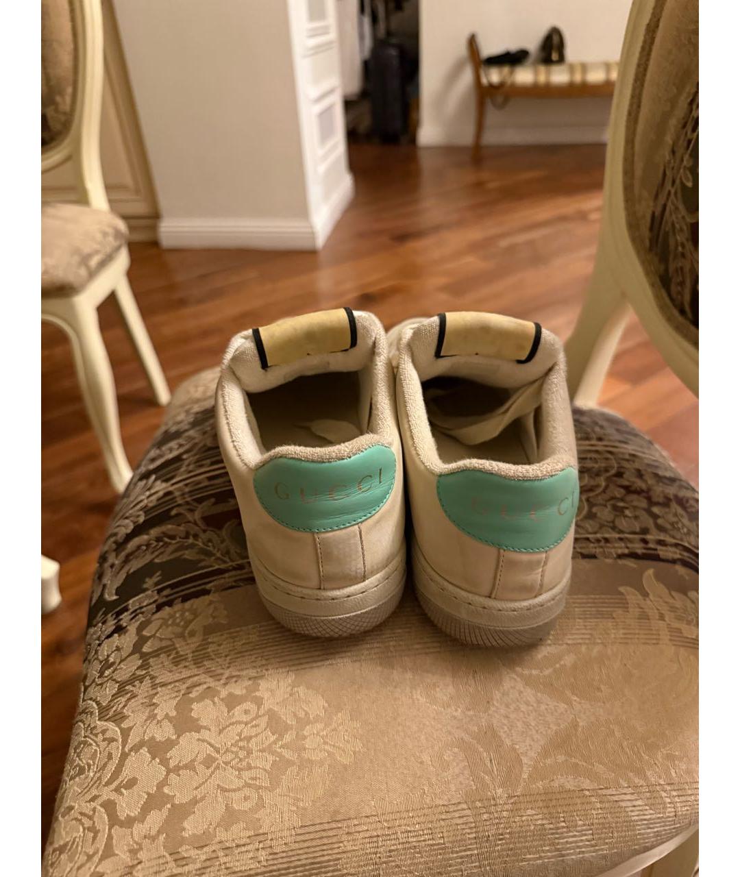 GUCCI Бежевые замшевые кроссовки, фото 4