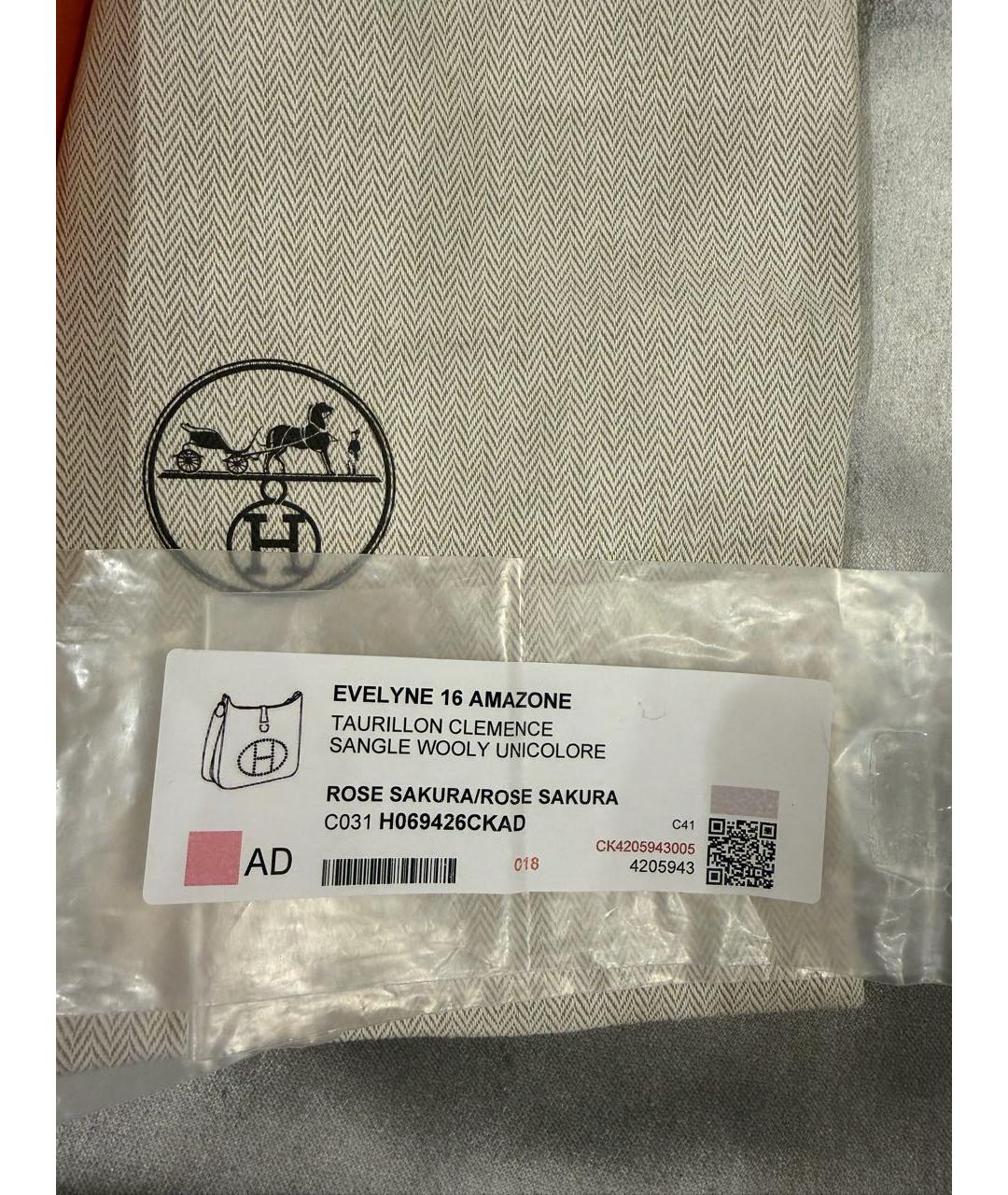 HERMES Розовая кожаная сумка через плечо, фото 2