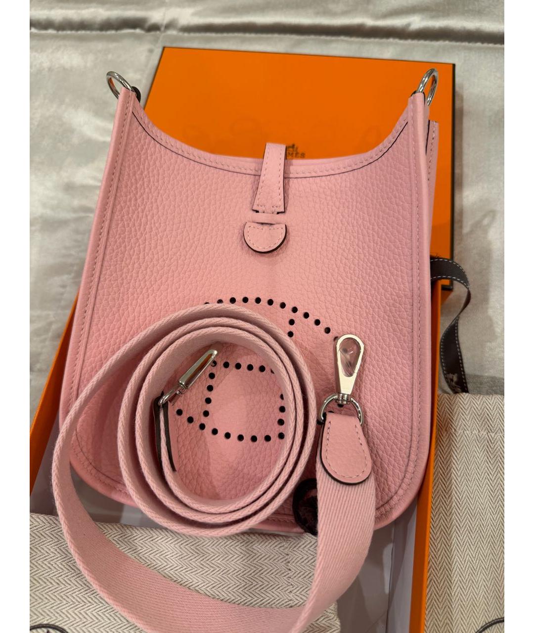 HERMES Розовая кожаная сумка через плечо, фото 4