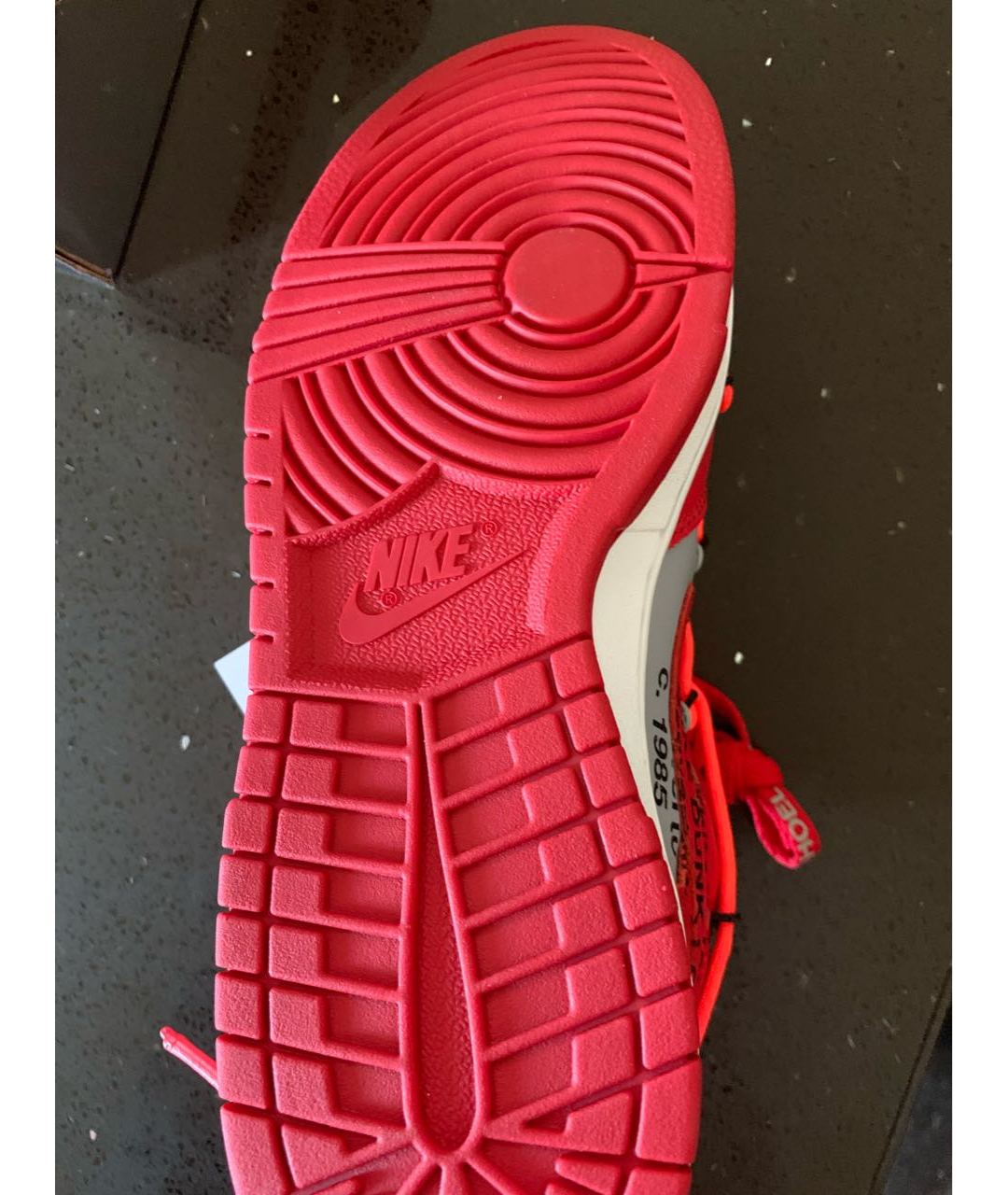 NIKE X OFF-WHITE Красные кожаные низкие кроссовки / кеды, фото 5