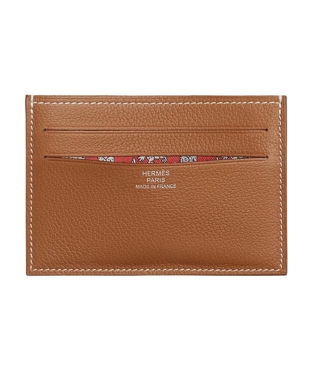 HERMES Коричневый кожаный кардхолдер, фото 1