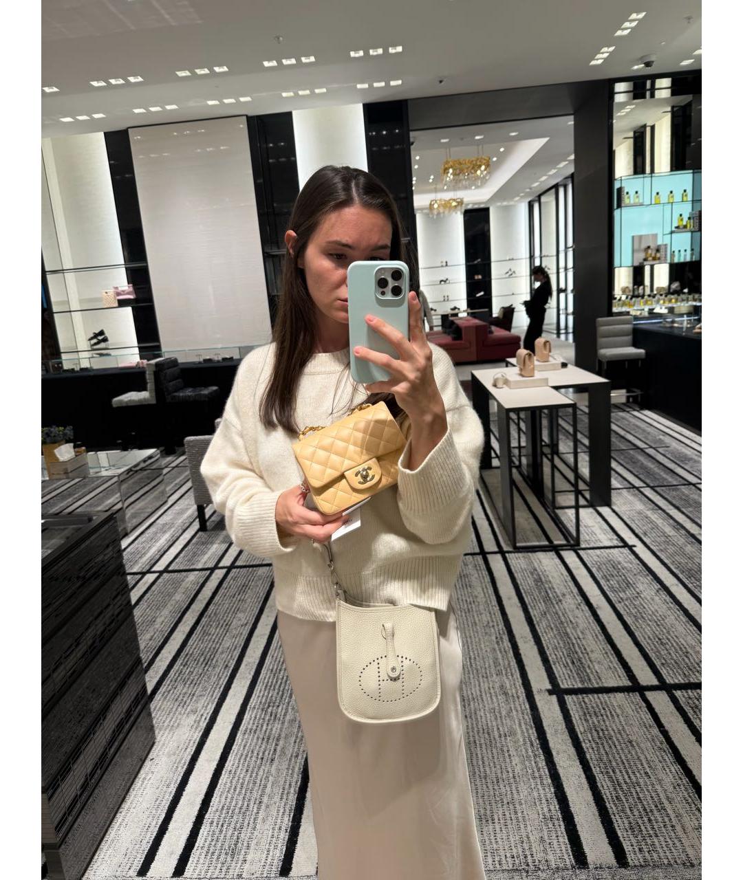 HERMES Бежевая кожаная сумка через плечо, фото 8