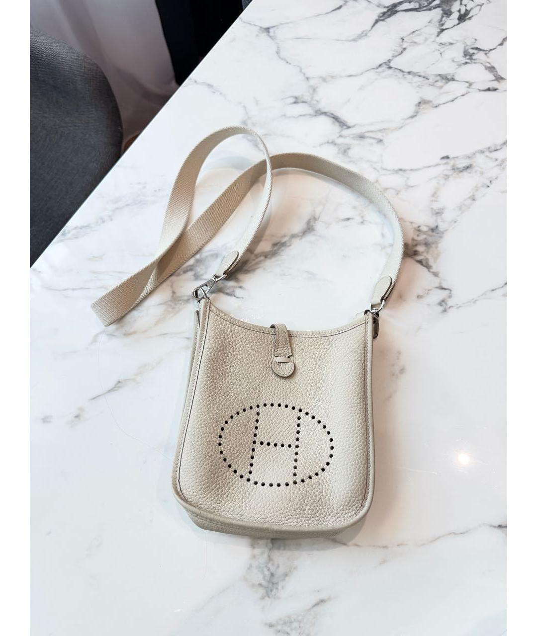 HERMES Бежевая кожаная сумка через плечо, фото 6