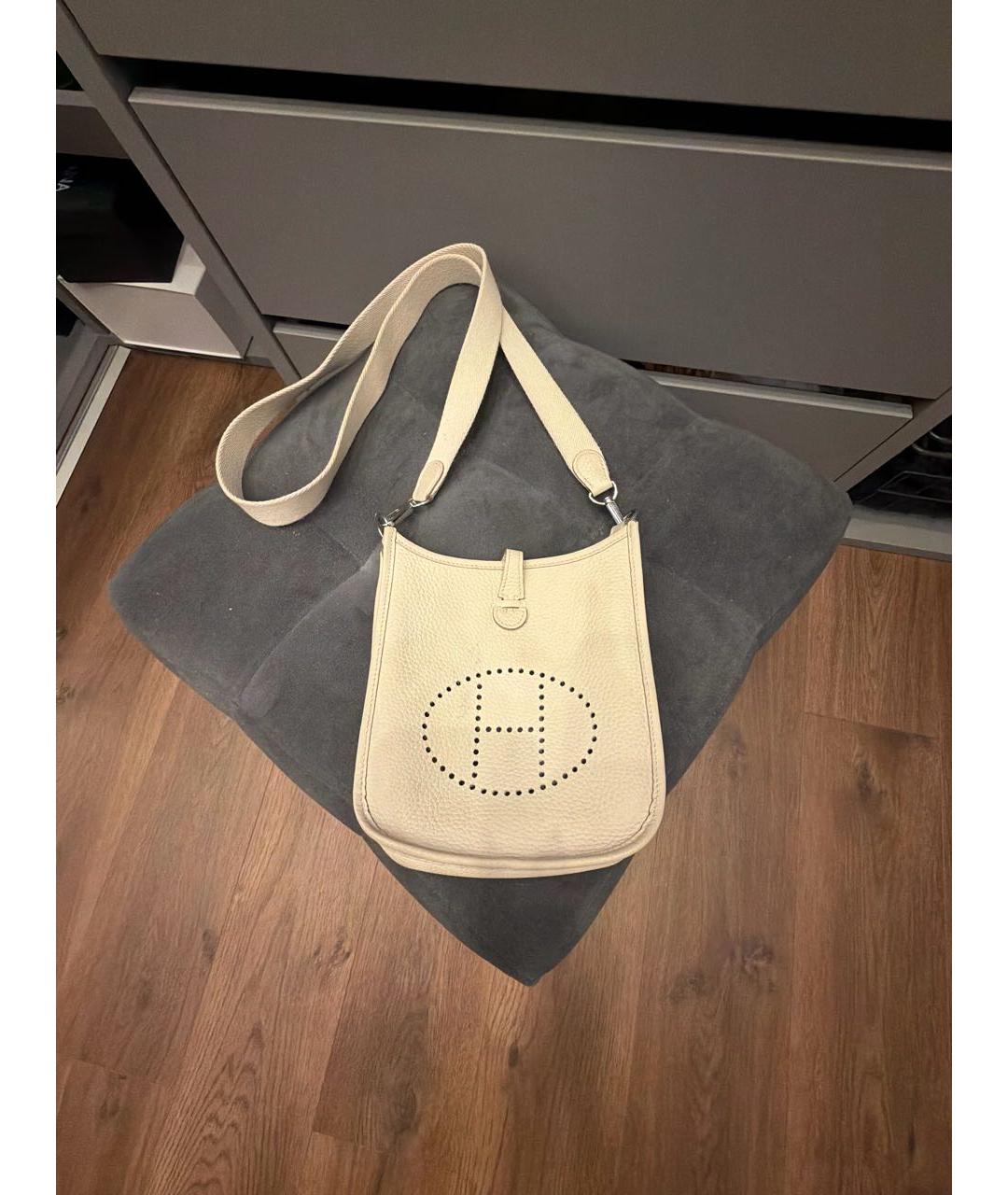 HERMES Бежевая кожаная сумка через плечо, фото 9