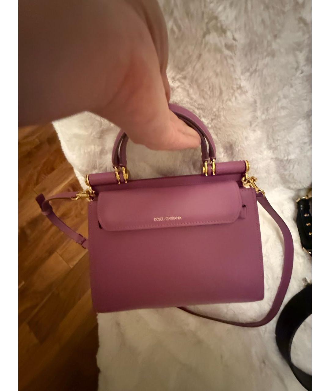 DOLCE&GABBANA Фиолетовая кожаная сумка через плечо, фото 2