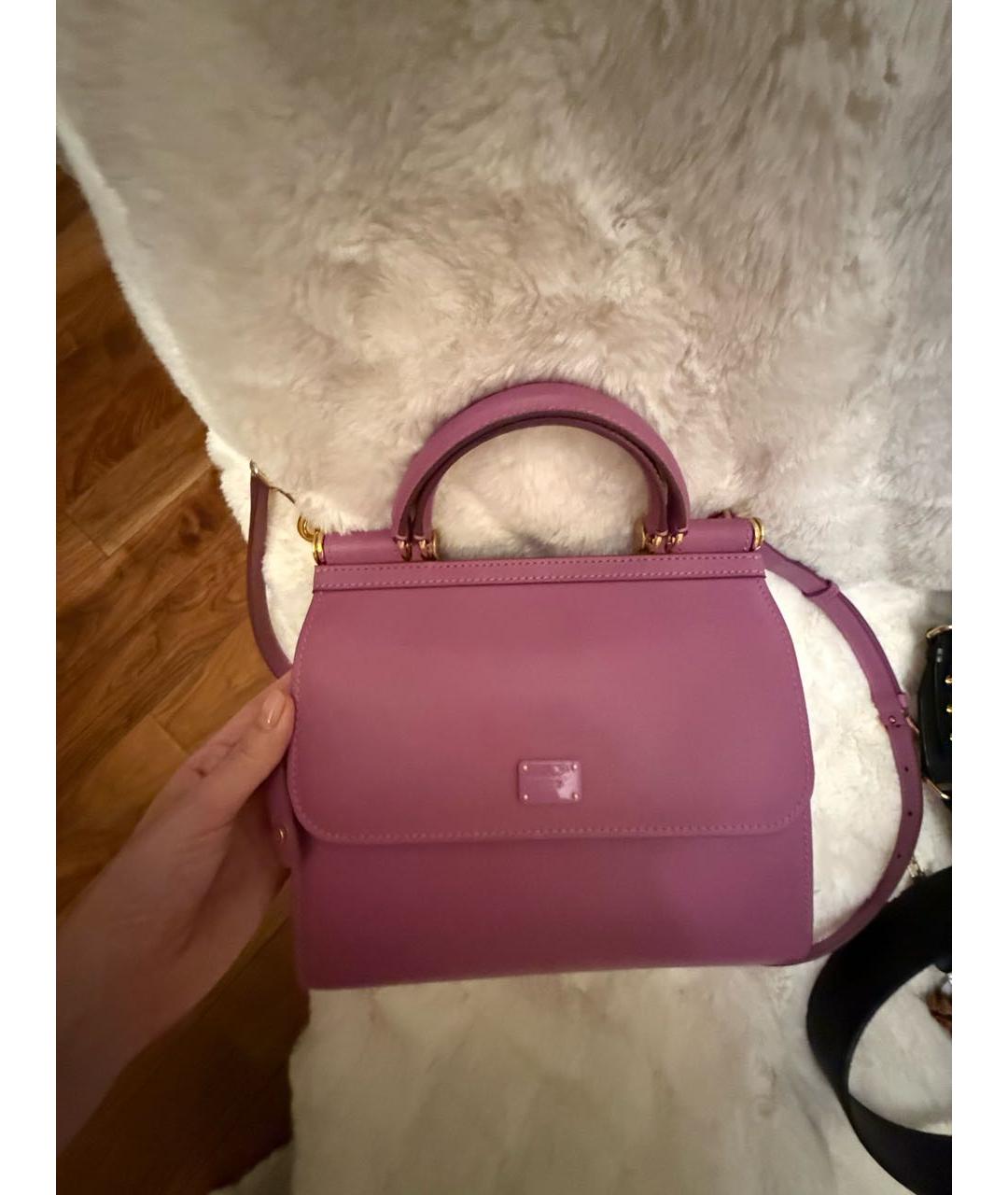 DOLCE&GABBANA Фиолетовая кожаная сумка через плечо, фото 4