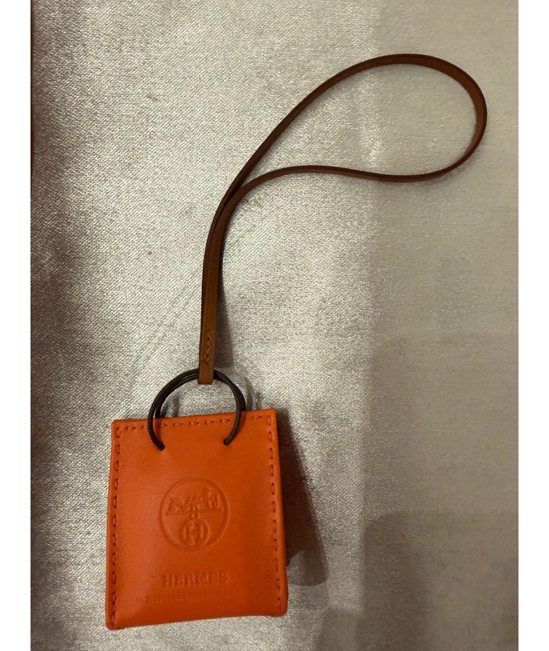 HERMES Оранжевый брелок, фото 6