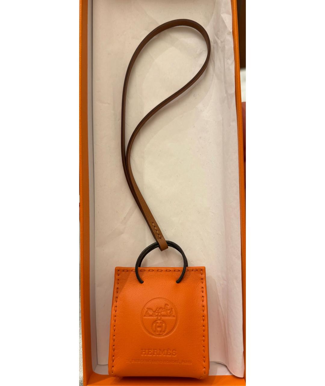 HERMES Оранжевый брелок, фото 2