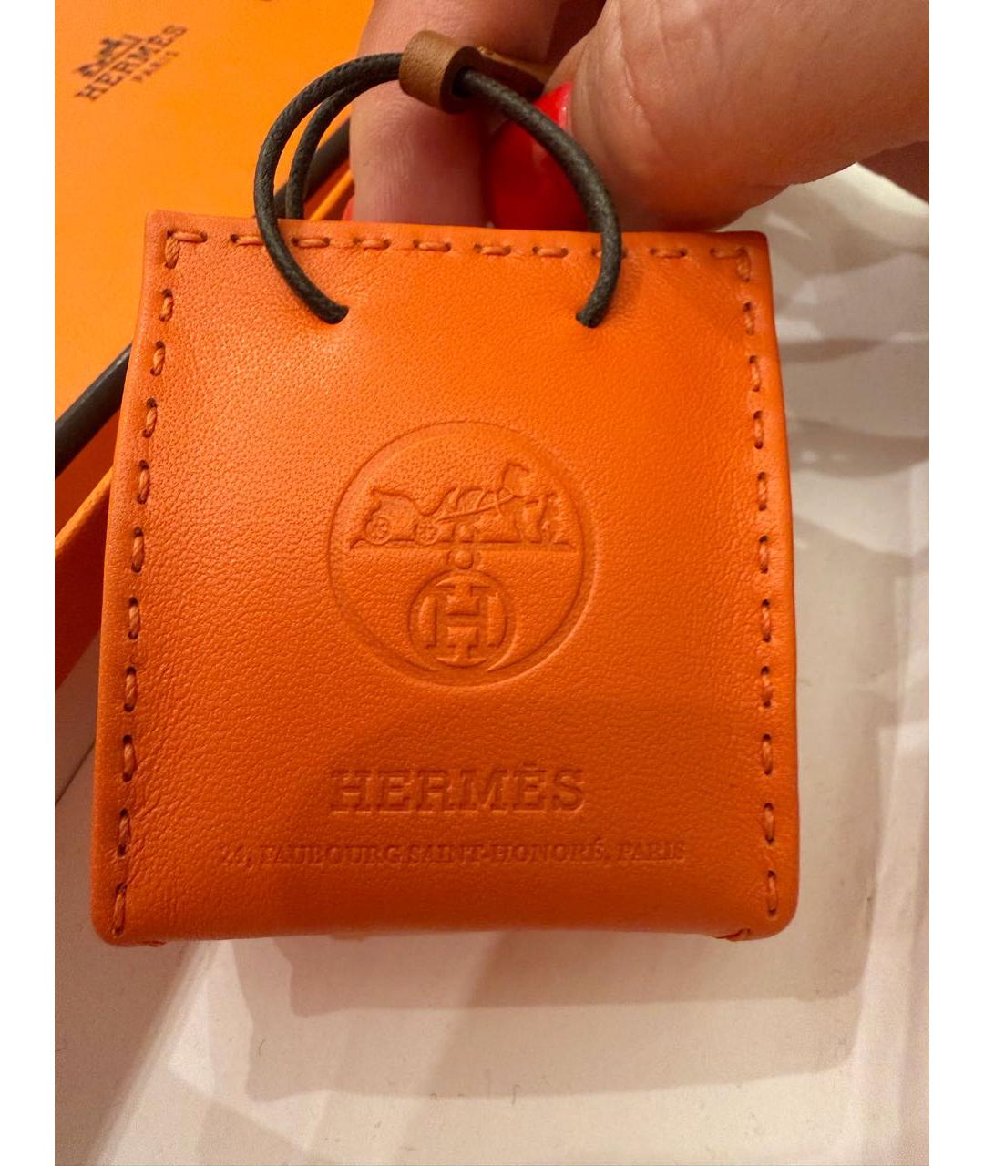 HERMES Оранжевый брелок, фото 4