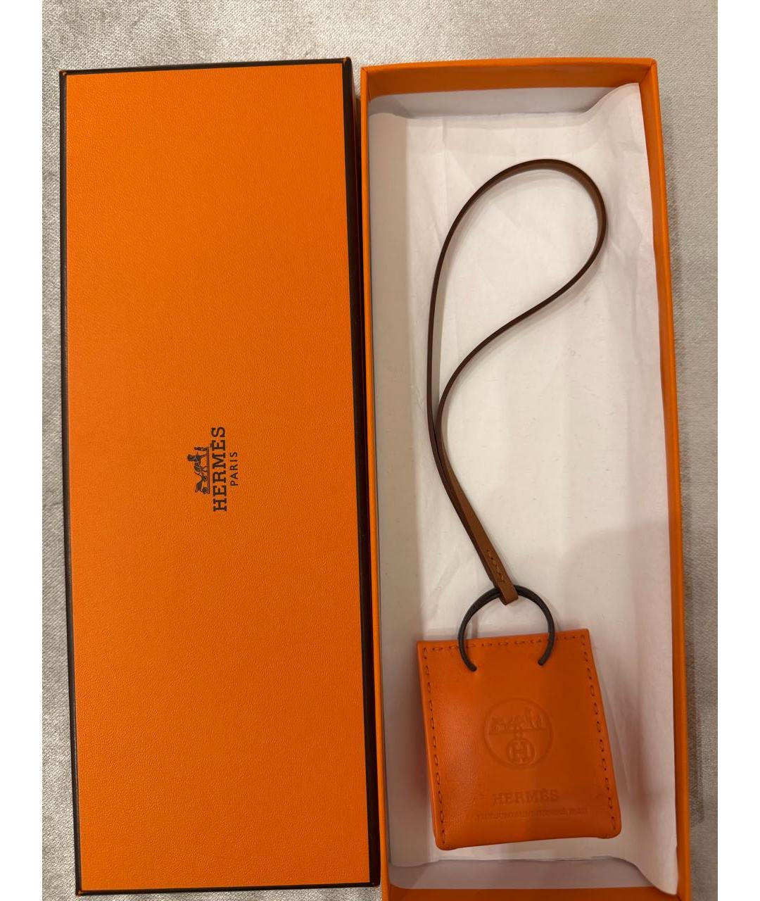 HERMES Оранжевый брелок, фото 3