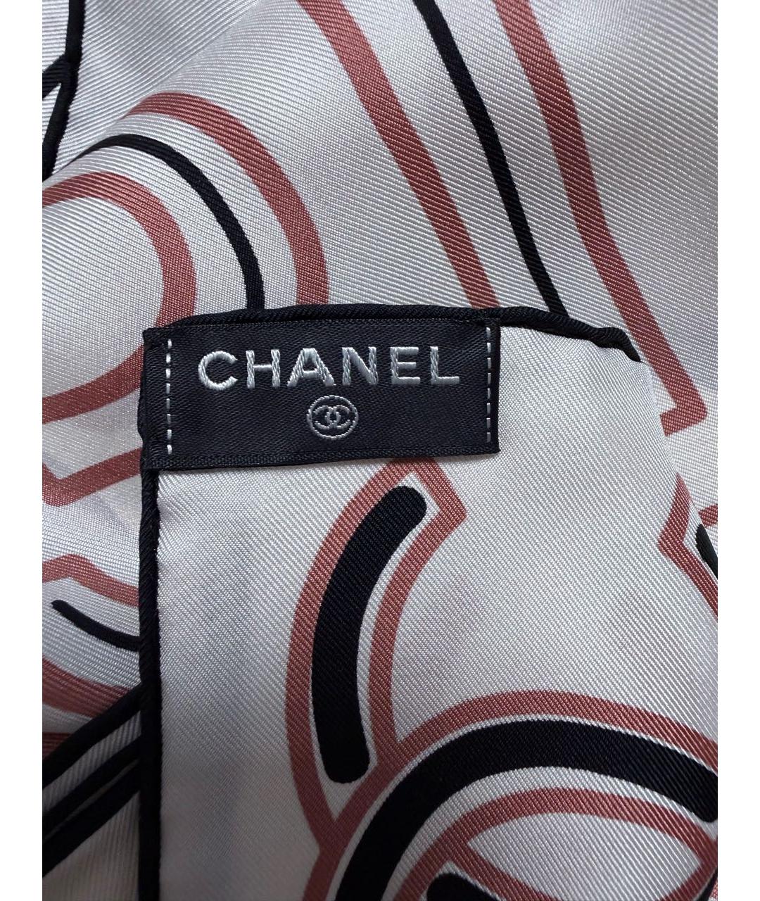 CHANEL Бежевый шелковый платок, фото 3