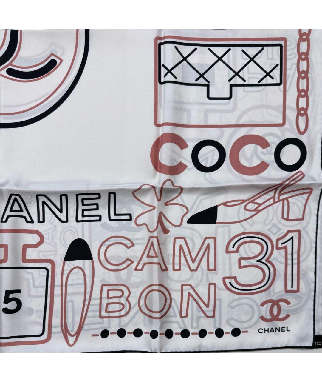 CHANEL Бежевый шелковый платок, фото 5