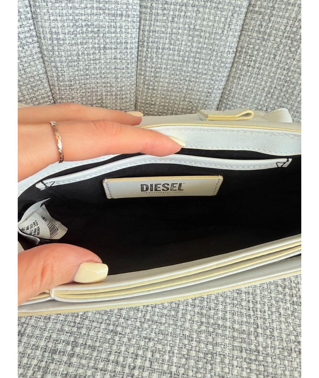 DIESEL Белая кожаная сумка с короткими ручками, фото 4