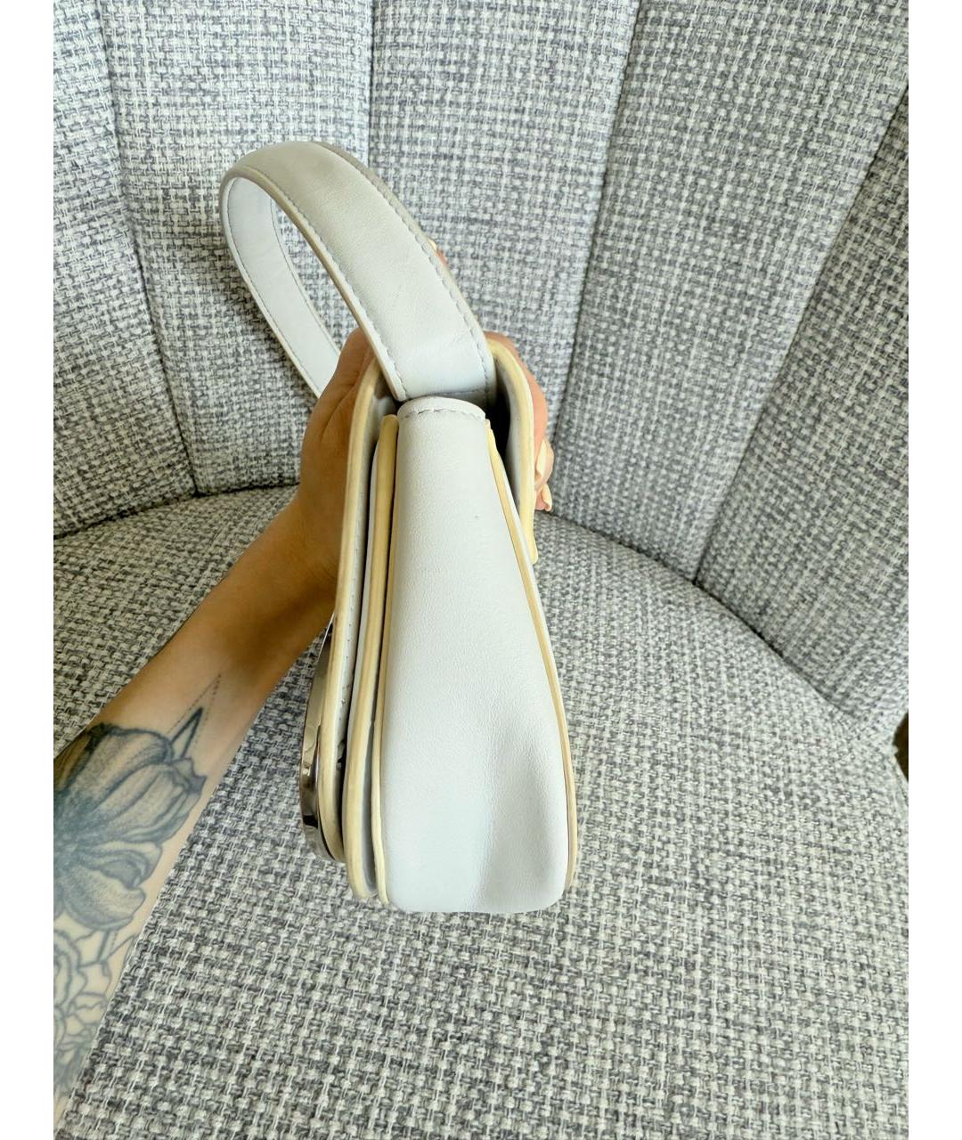 DIESEL Белая кожаная сумка с короткими ручками, фото 2