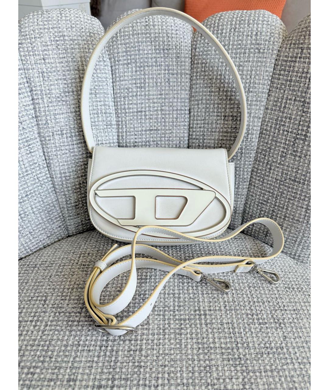 DIESEL Белая кожаная сумка с короткими ручками, фото 6
