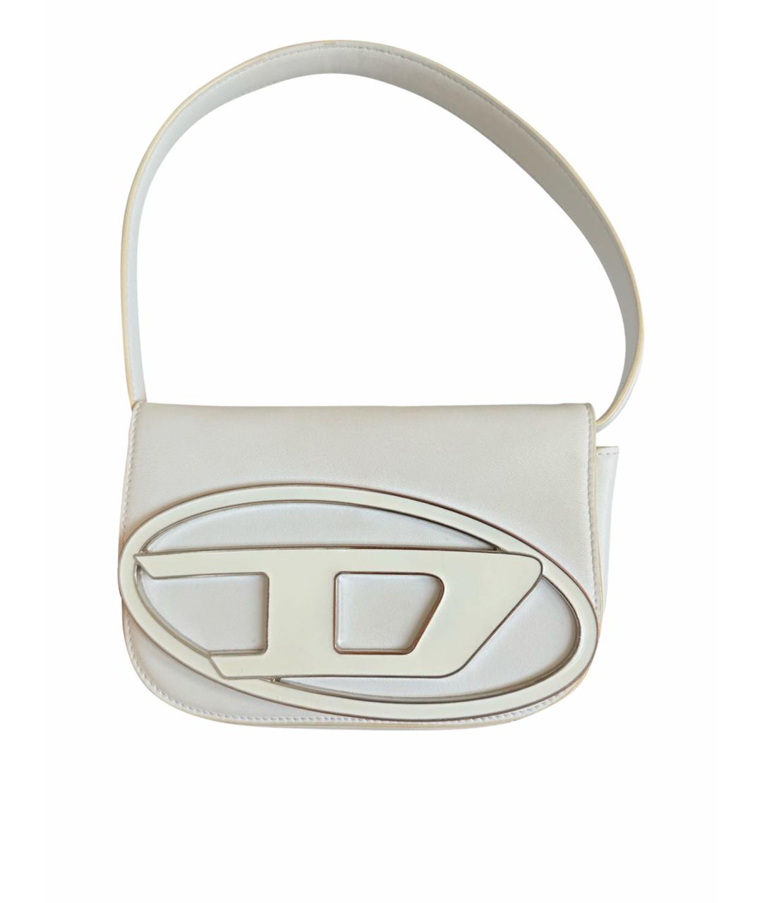 DIESEL Белая кожаная сумка с короткими ручками, фото 1