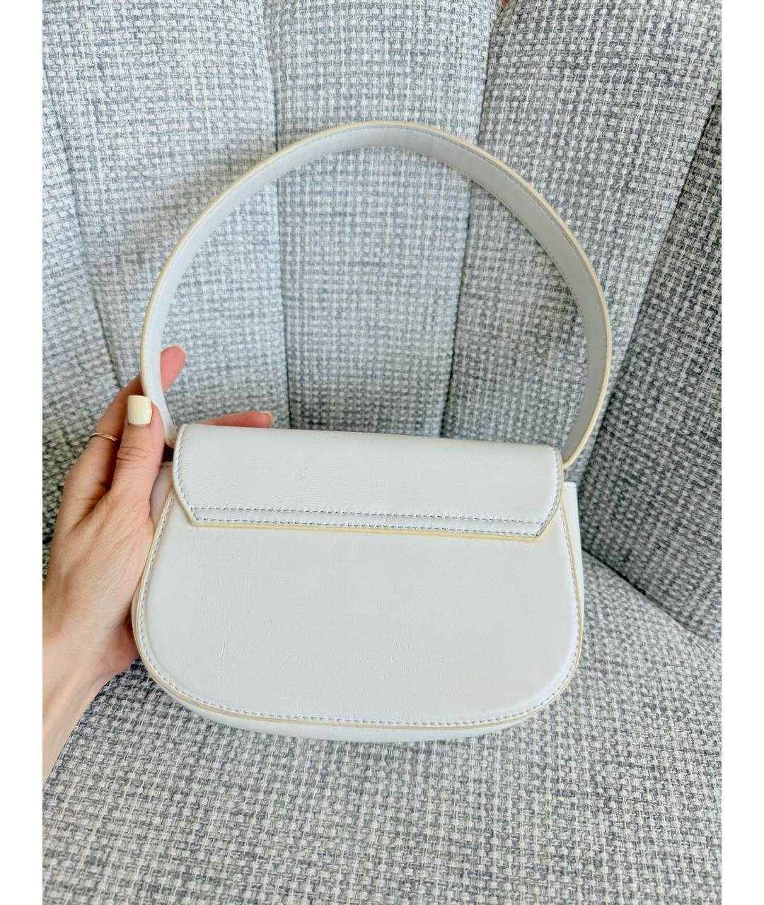 DIESEL Белая кожаная сумка с короткими ручками, фото 3