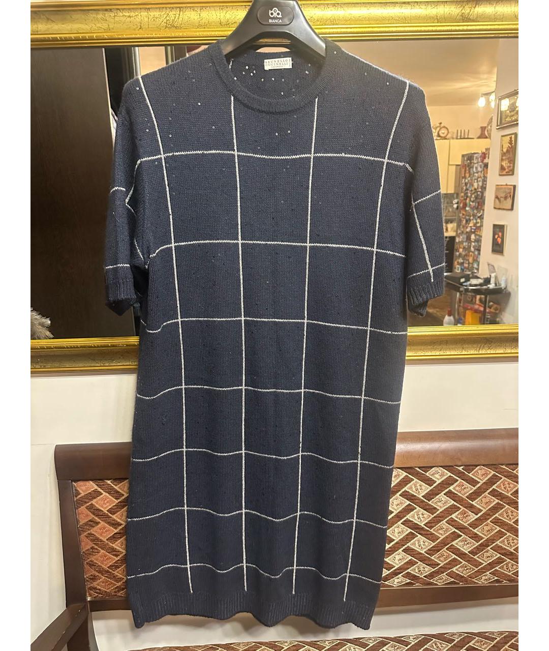 BRUNELLO CUCINELLI Темно-синее кашемировое платье, фото 6