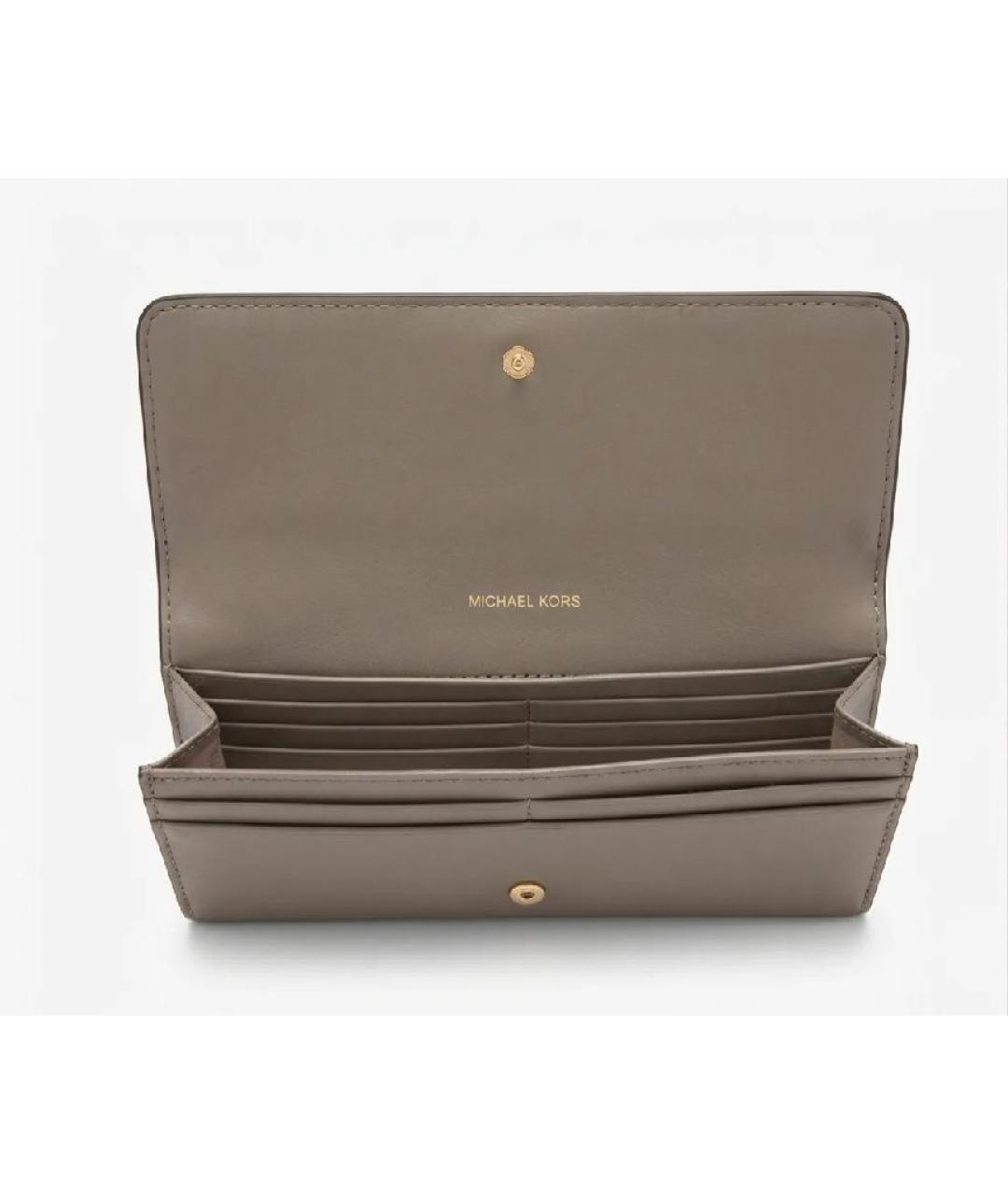 MICHAEL KORS Бежевый кожаный кошелек, фото 3